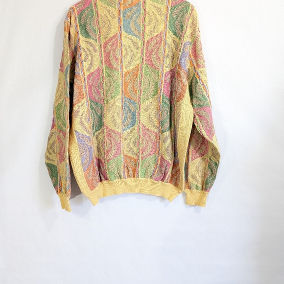 Mens Vintage Sweater Medium Colorful Print 90s style Cotton Blend St. Croix Oggi - Picture 9 of 10